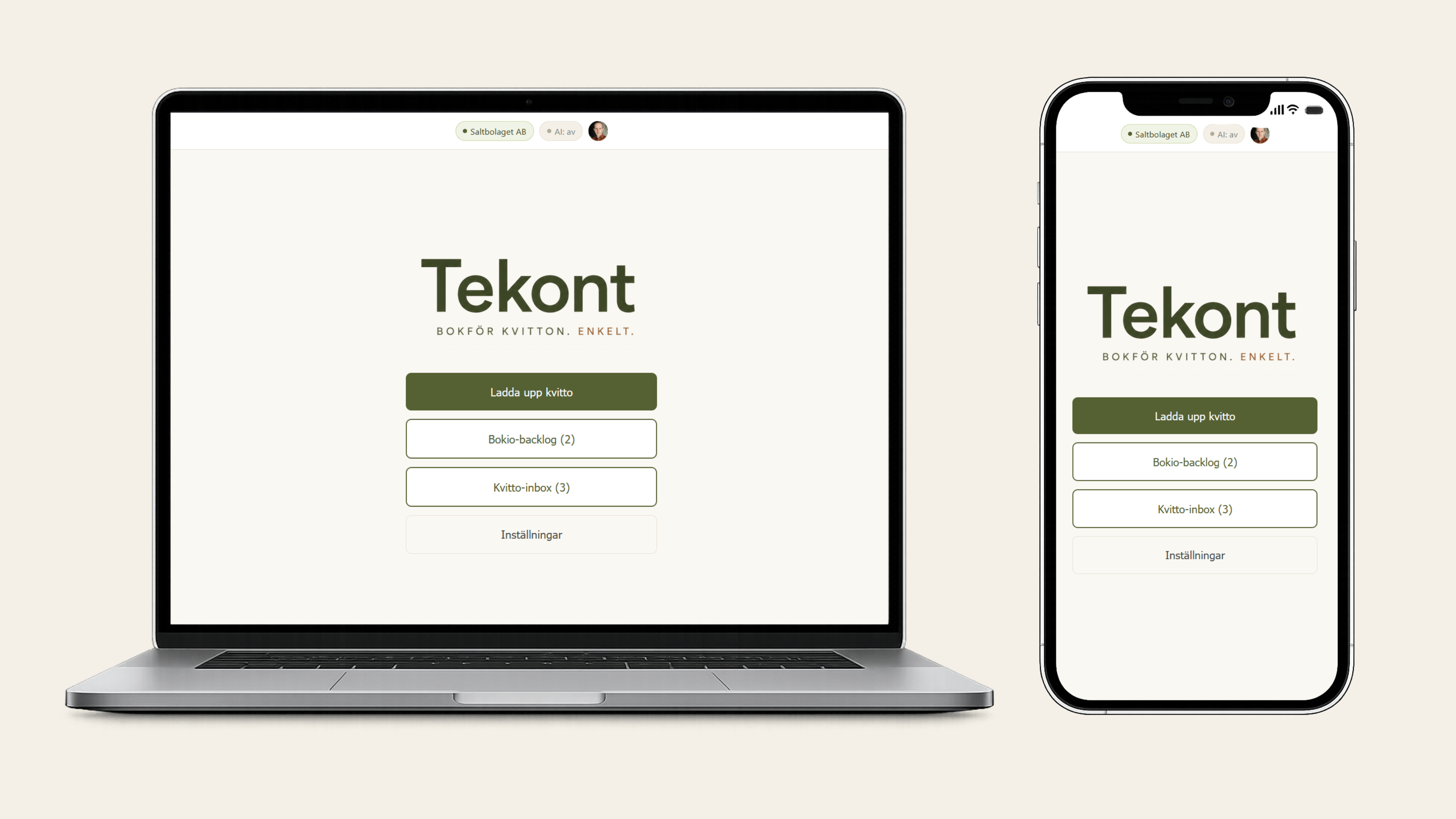 Tekont on laptop and mobile